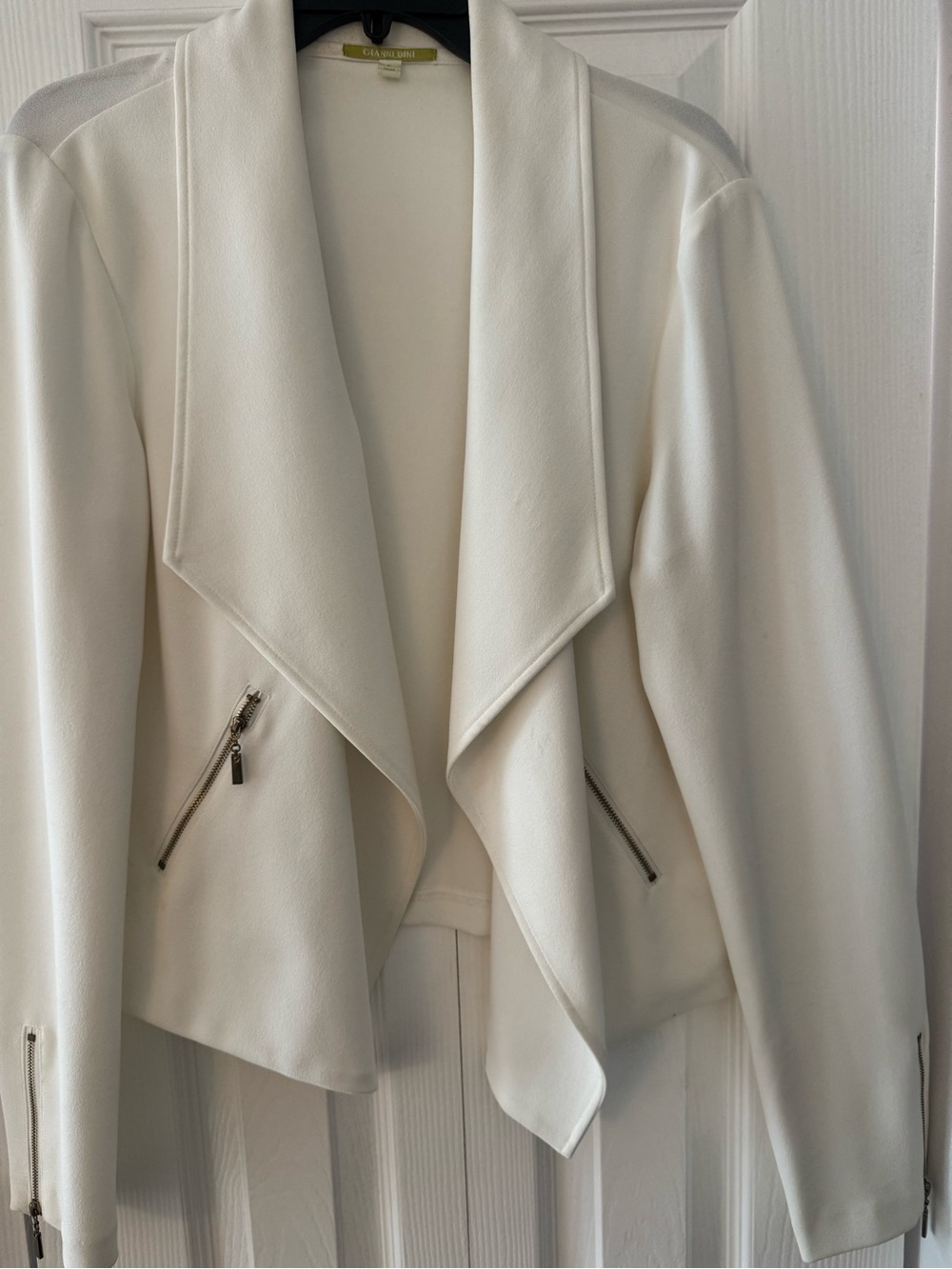 Ivory Draped Open-Front Women's Jacket - Classic Collar